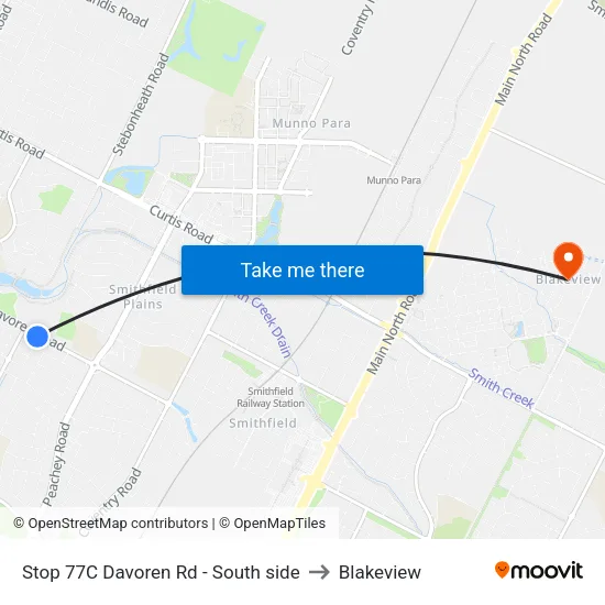 Stop 77C Davoren Rd - South side to Blakeview map