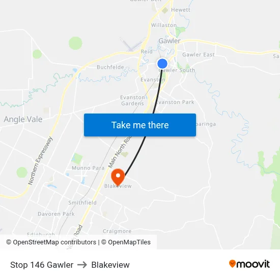 Stop 146 Gawler to Blakeview map