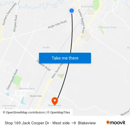 Stop 169 Jack Cooper Dr - West side to Blakeview map
