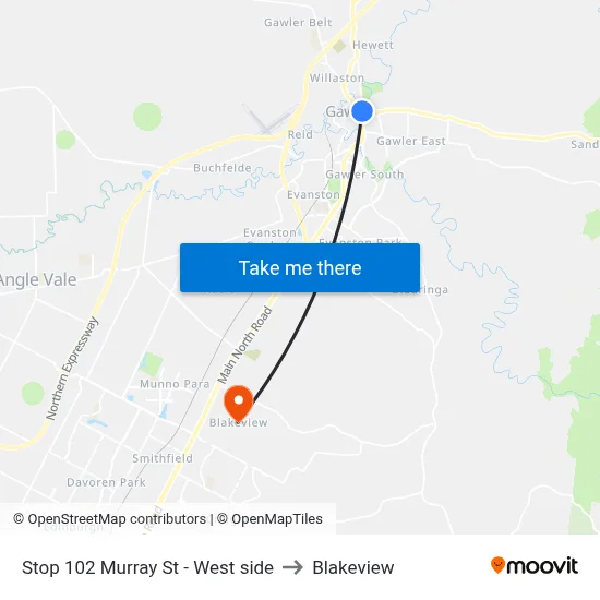 Stop 102 Murray St - West side to Blakeview map