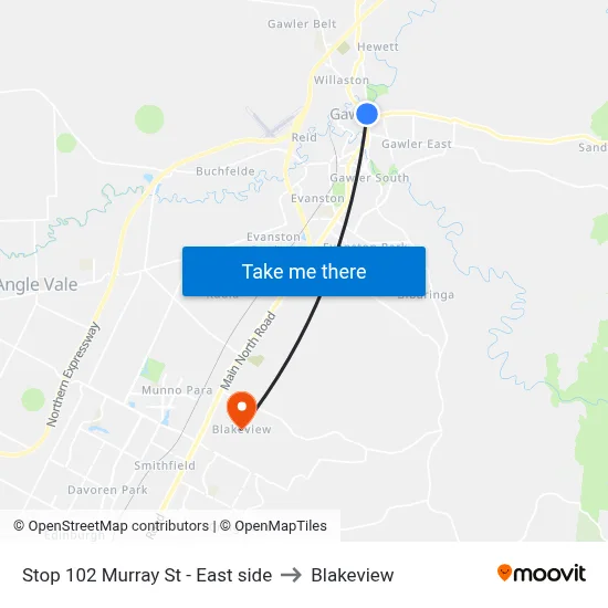 Stop 102 Murray St - East side to Blakeview map