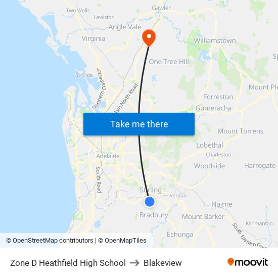 Zone D Heathfield High School to Blakeview map
