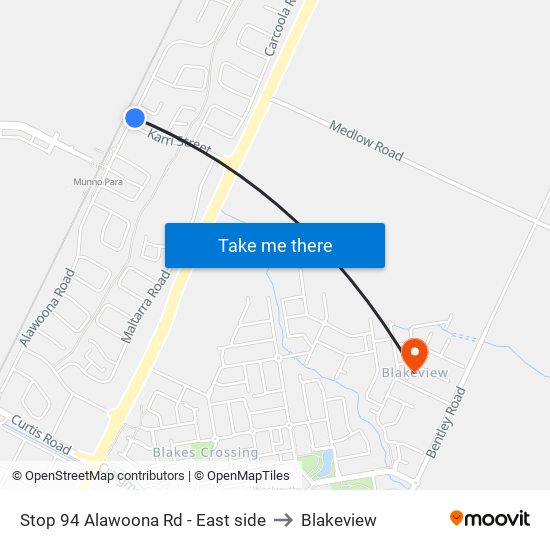 Stop 94 Alawoona Rd - East side to Blakeview map