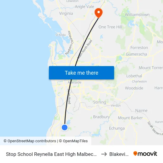 Stop School Reynella East High Malbeck Dr to Blakeview map