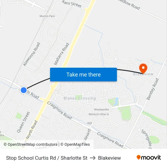 Stop School Curtis Rd / Sharlotte St to Blakeview map