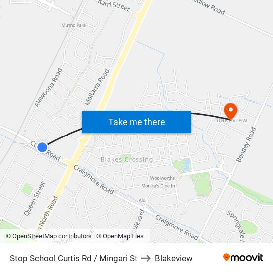 Stop School Curtis Rd / Mingari St to Blakeview map