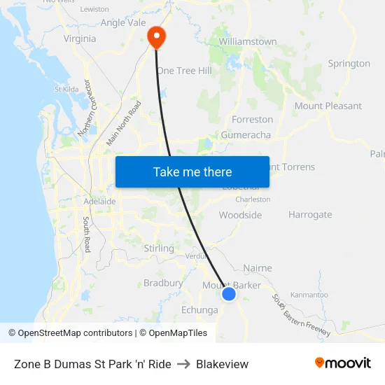 Zone B Dumas St Park 'n' Ride to Blakeview map