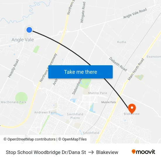Stop School Woodbridge Dr/Dana St to Blakeview map