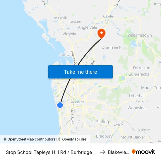 Stop School Tapleys Hill Rd / Burbridge Rd to Blakeview map