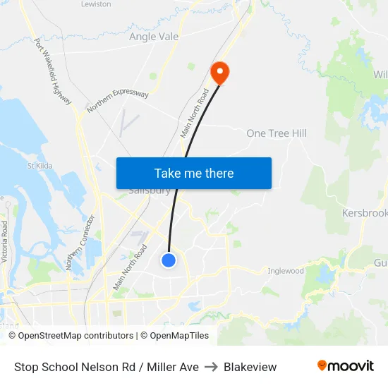 Stop School Nelson Rd / Miller Ave to Blakeview map