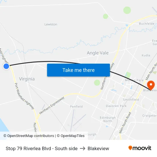 Stop 79 Riverlea Blvd - South side to Blakeview map