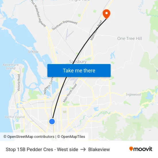 Stop 15B Pedder Cres - West side to Blakeview map