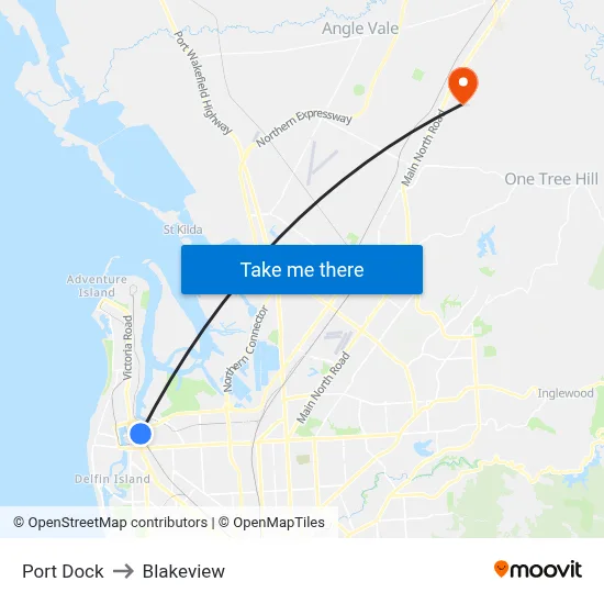 Port Dock to Blakeview map