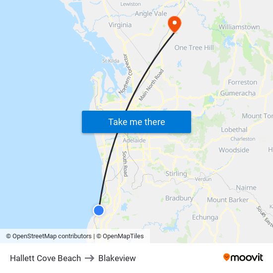 Hallett Cove Beach to Blakeview map