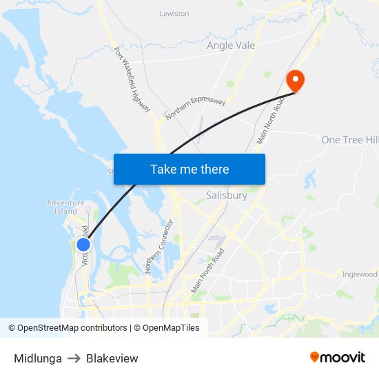 Midlunga to Blakeview map