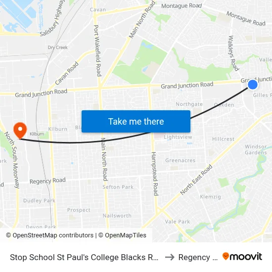 Stop School St Paul's College Blacks Rd - West side to Regency Park map