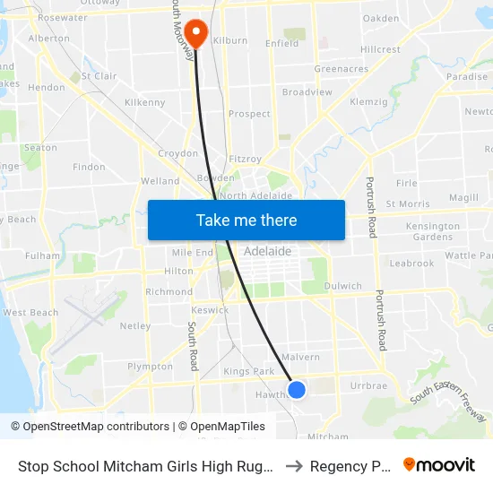 Stop School Mitcham Girls High Rugby St to Regency Park map