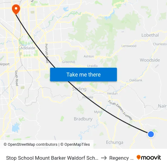 Stop School Mount Barker Waldorf School Sims Rd to Regency Park map