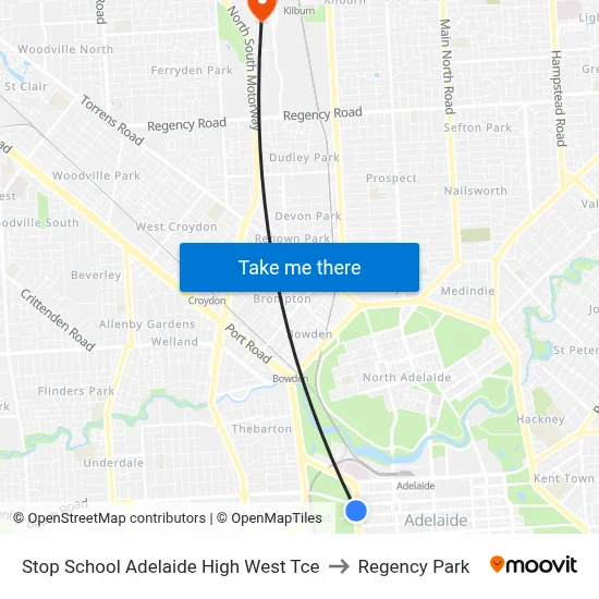 Stop School Adelaide High West Tce to Regency Park map