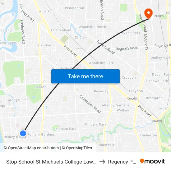 Stop School St Michaels College Lawrie St to Regency Park map