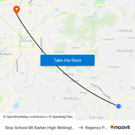 Stop School Mt Barker High Wellington Rd to Regency Park map