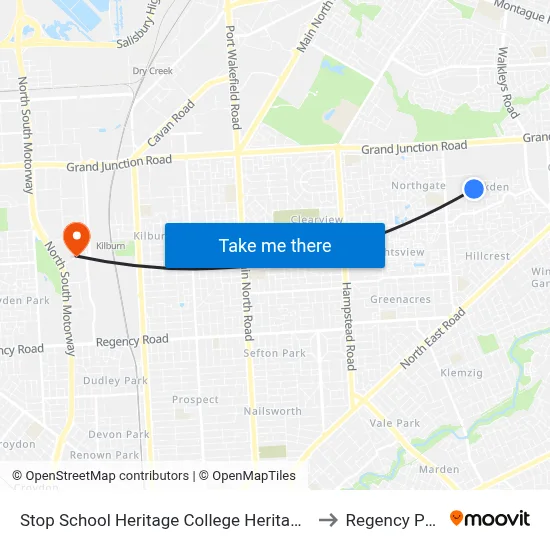 Stop School Heritage College Heritage Ct to Regency Park map