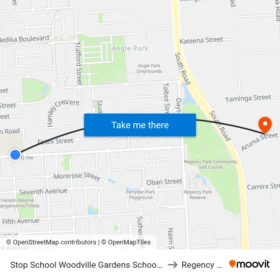 Stop School Woodville Gardens School Ridley Gr to Regency Park map