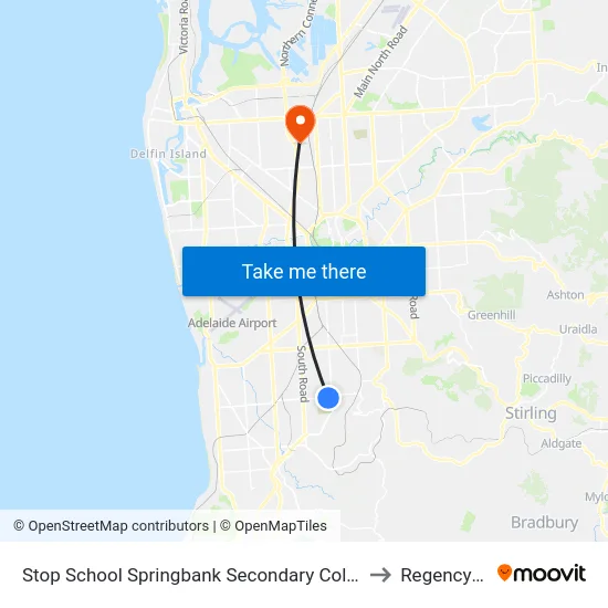 Stop School Springbank Secondary College Daws Rd to Regency Park map