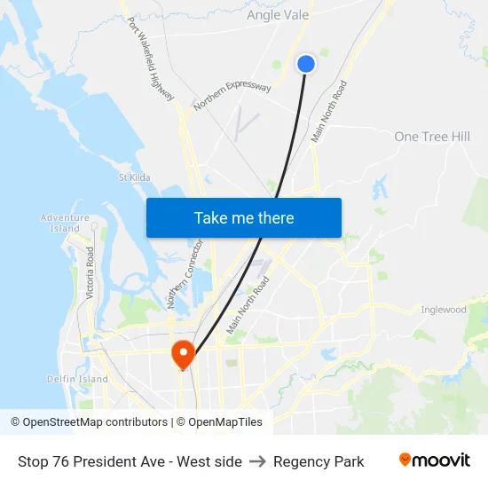 Stop 76 President Ave - West side to Regency Park map