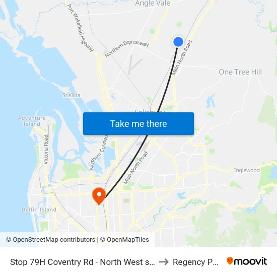 Stop 79H Coventry Rd - North West side to Regency Park map