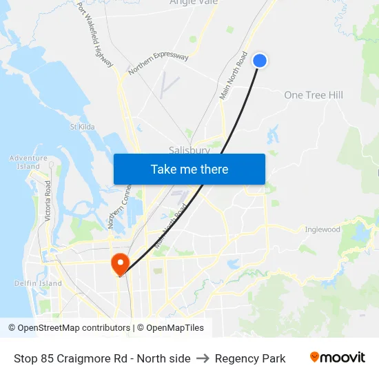 Stop 85 Craigmore Rd - North side to Regency Park map