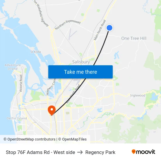 Stop 76F Adams Rd - West side to Regency Park map