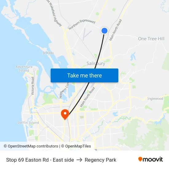 Stop 69 Easton Rd - East side to Regency Park map