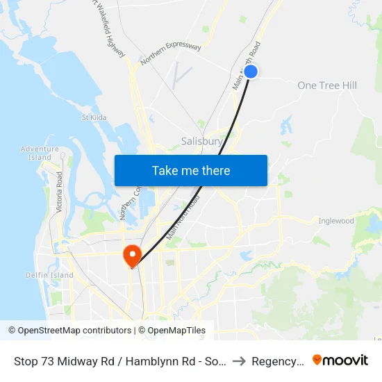 Stop 73 Midway Rd / Hamblynn Rd - South West side to Regency Park map