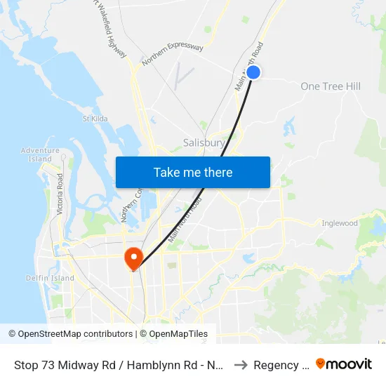 Stop 73 Midway Rd  / Hamblynn Rd - North East side to Regency Park map