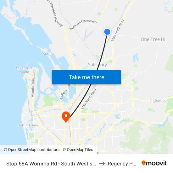 Stop 68A Womma Rd - South West side to Regency Park map