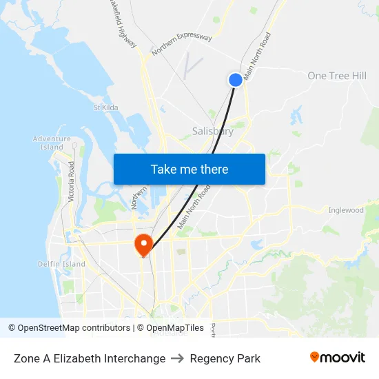Zone A Elizabeth Interchange to Regency Park map