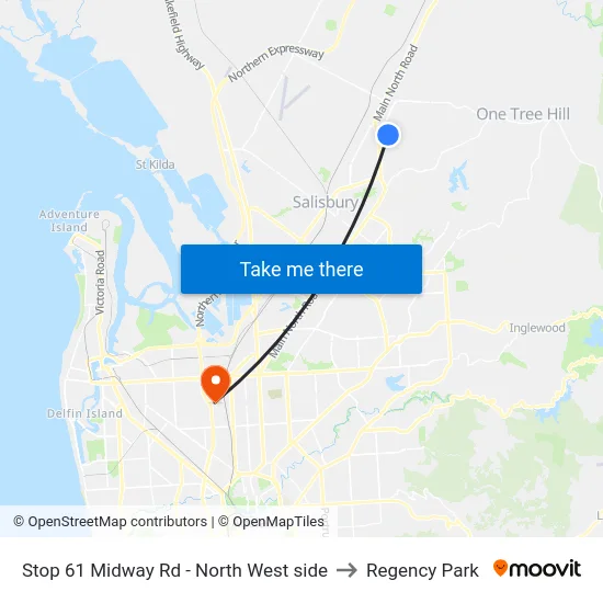 Stop 61 Midway Rd - North West side to Regency Park map