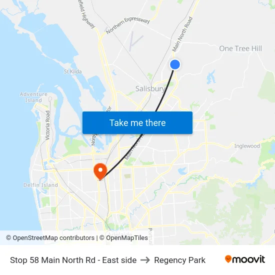 Stop 58 Main North Rd - East side to Regency Park map