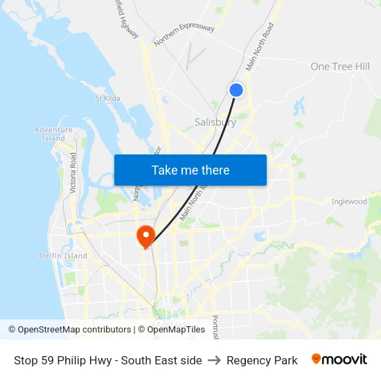 Stop 59 Philip Hwy - South East side to Regency Park map