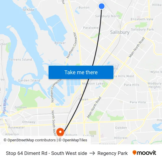 Stop 64 Diment Rd - South West side to Regency Park map