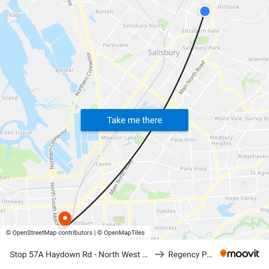 Stop 57A Haydown Rd - North West side to Regency Park map