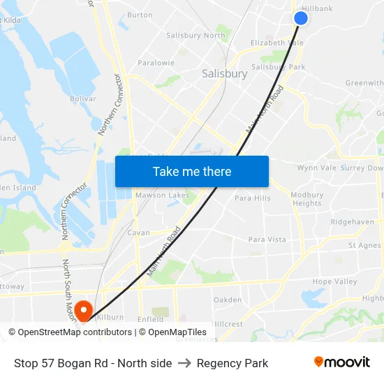 Stop 57 Bogan Rd - North side to Regency Park map
