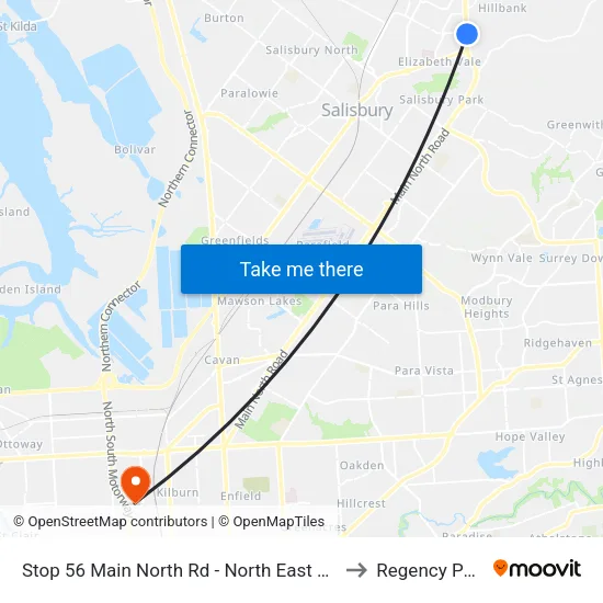 Stop 56 Main North Rd - North East side to Regency Park map
