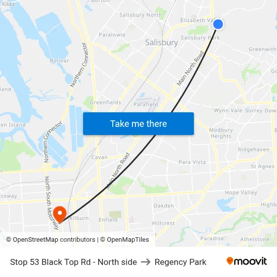 Stop 53 Black Top Rd - North side to Regency Park map