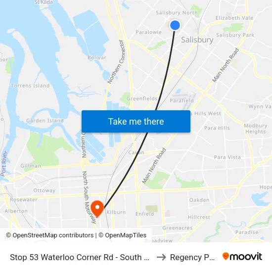 Stop 53 Waterloo Corner Rd - South side to Regency Park map