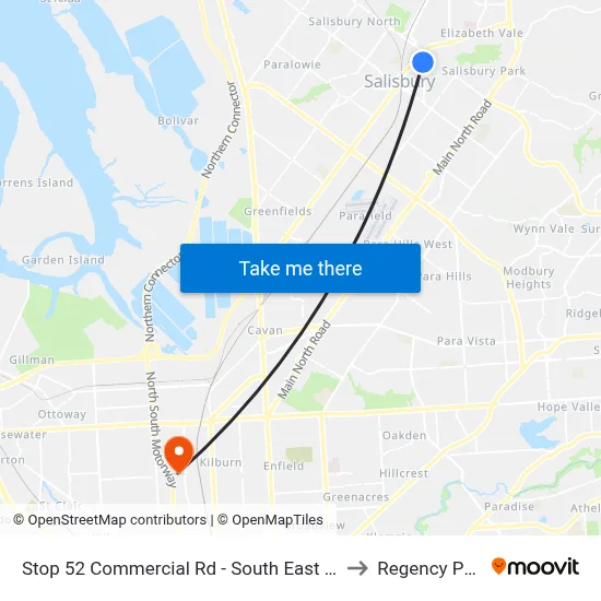 Stop 52 Commercial Rd - South East side to Regency Park map