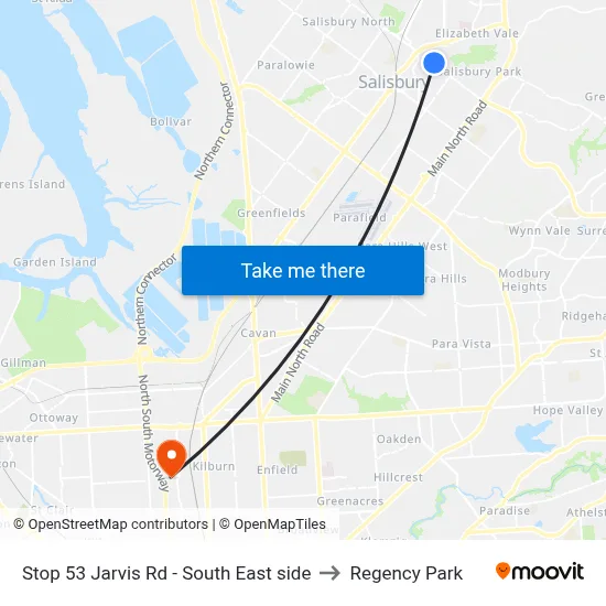 Stop 53 Jarvis Rd - South East side to Regency Park map