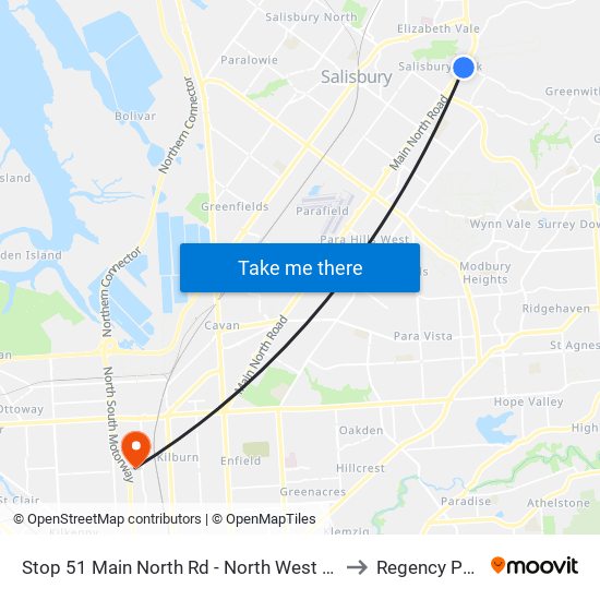 Stop 51 Main North Rd - North West side to Regency Park map