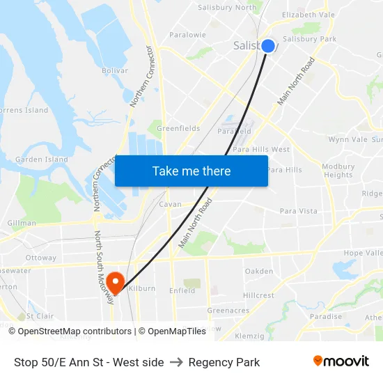 Stop 50/E Ann St - West side to Regency Park map
